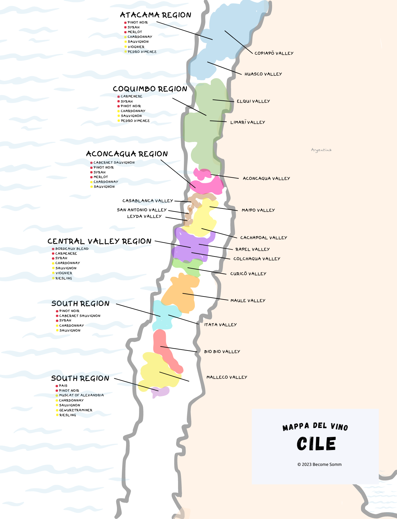 mapa del vino Chile Cile
Mappa del vino Cile
Wine Map Chile