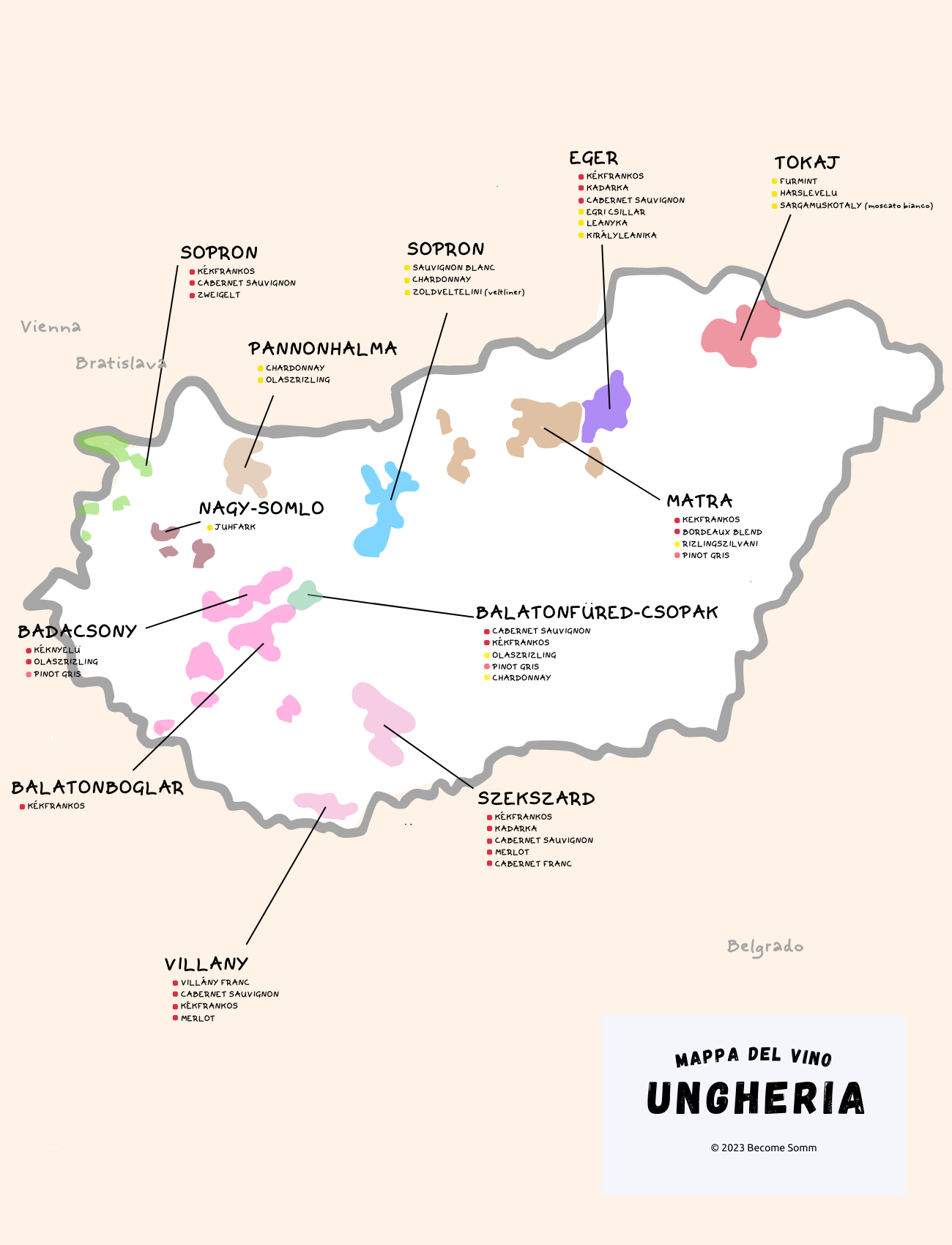 Hungary Wine map
Ungheria mappa del vino
Magyarország bortérkép