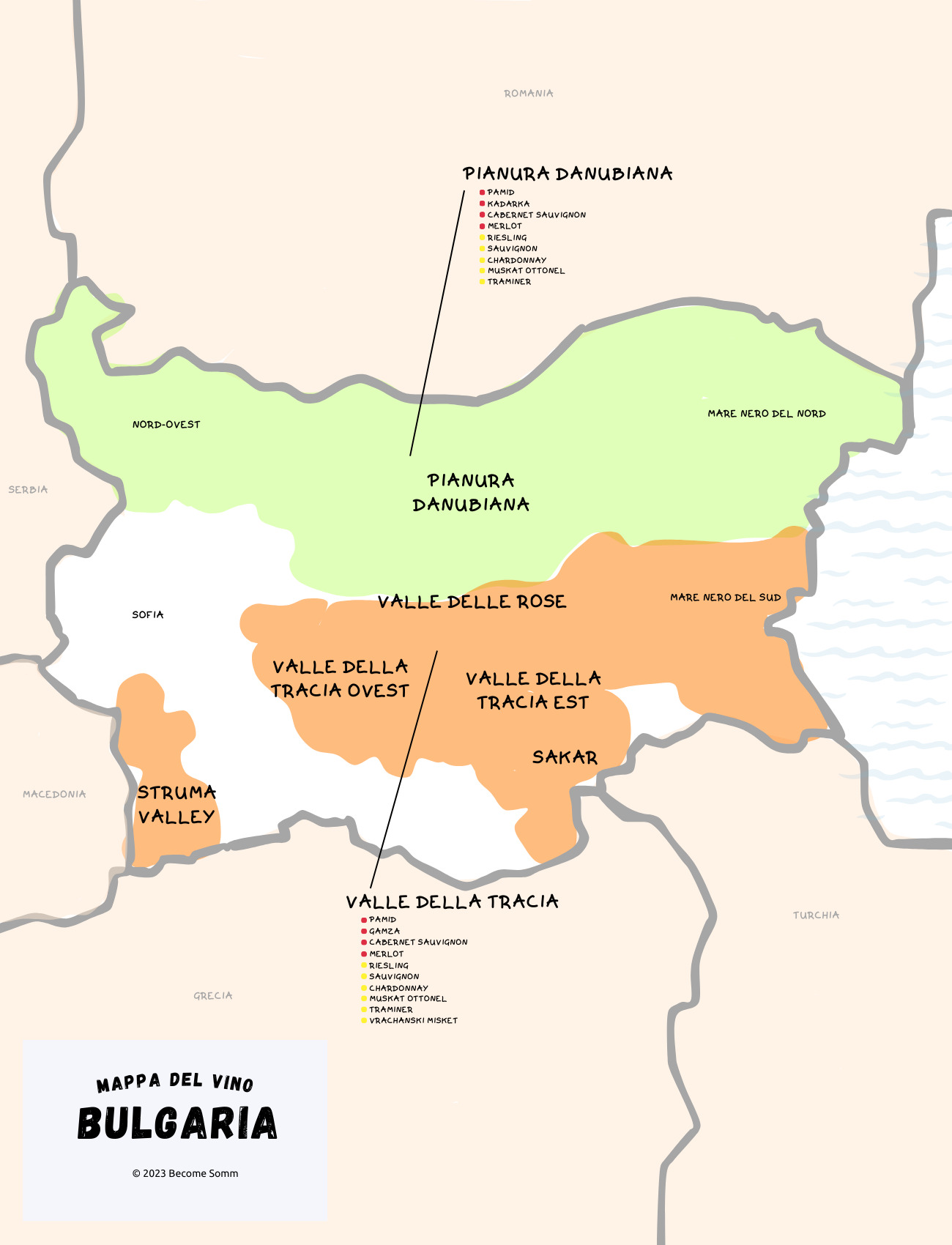 Wine Map Mappa del vino Bulgaria 