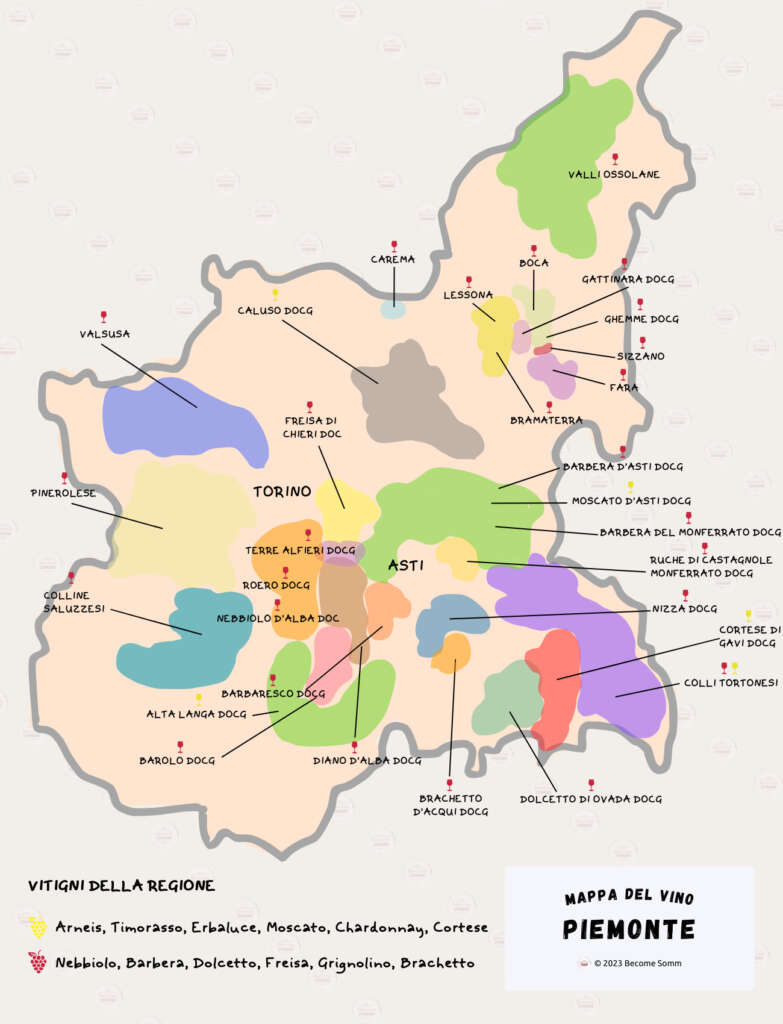 Wine Map Mappa del vino Piemonte