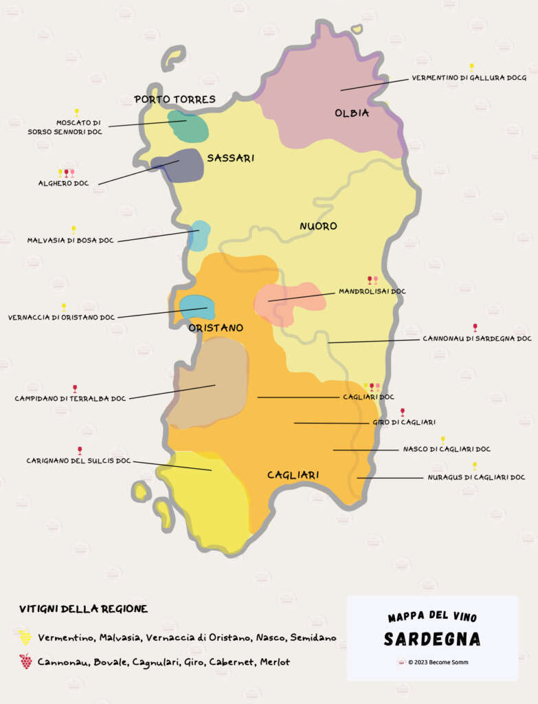 Wine map mappa del vino Sardegna