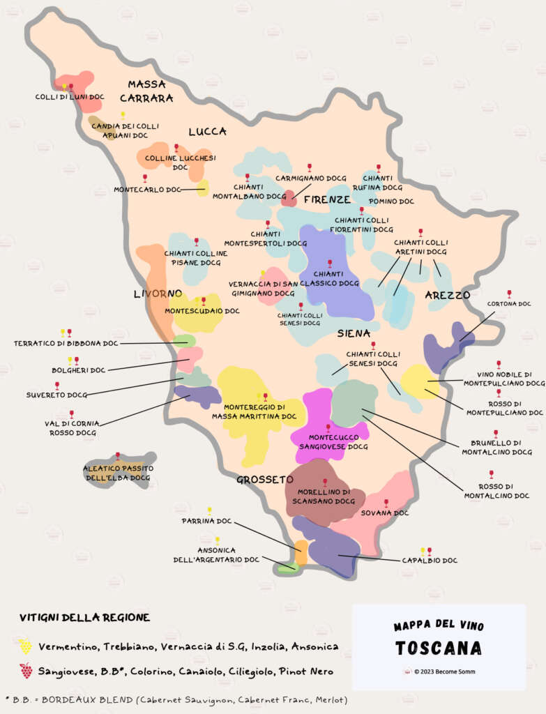 Wine Map Mappa del Vino Toscana