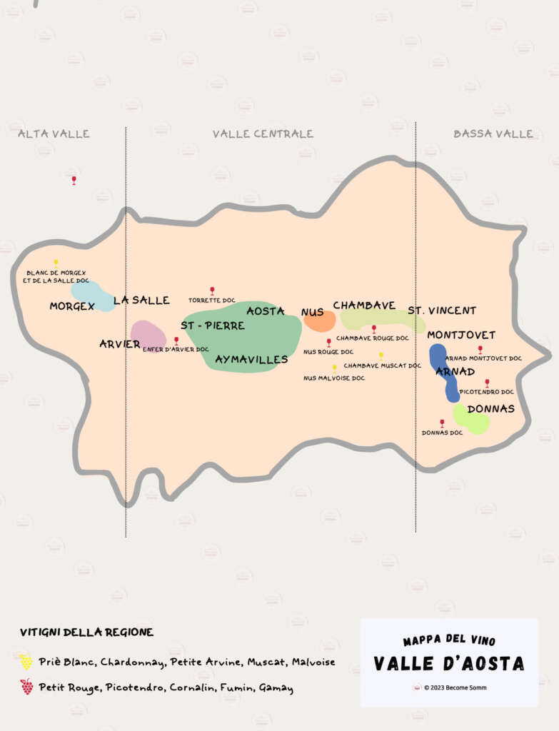 Wine Map Mappa del Vino Valle d'Aosta